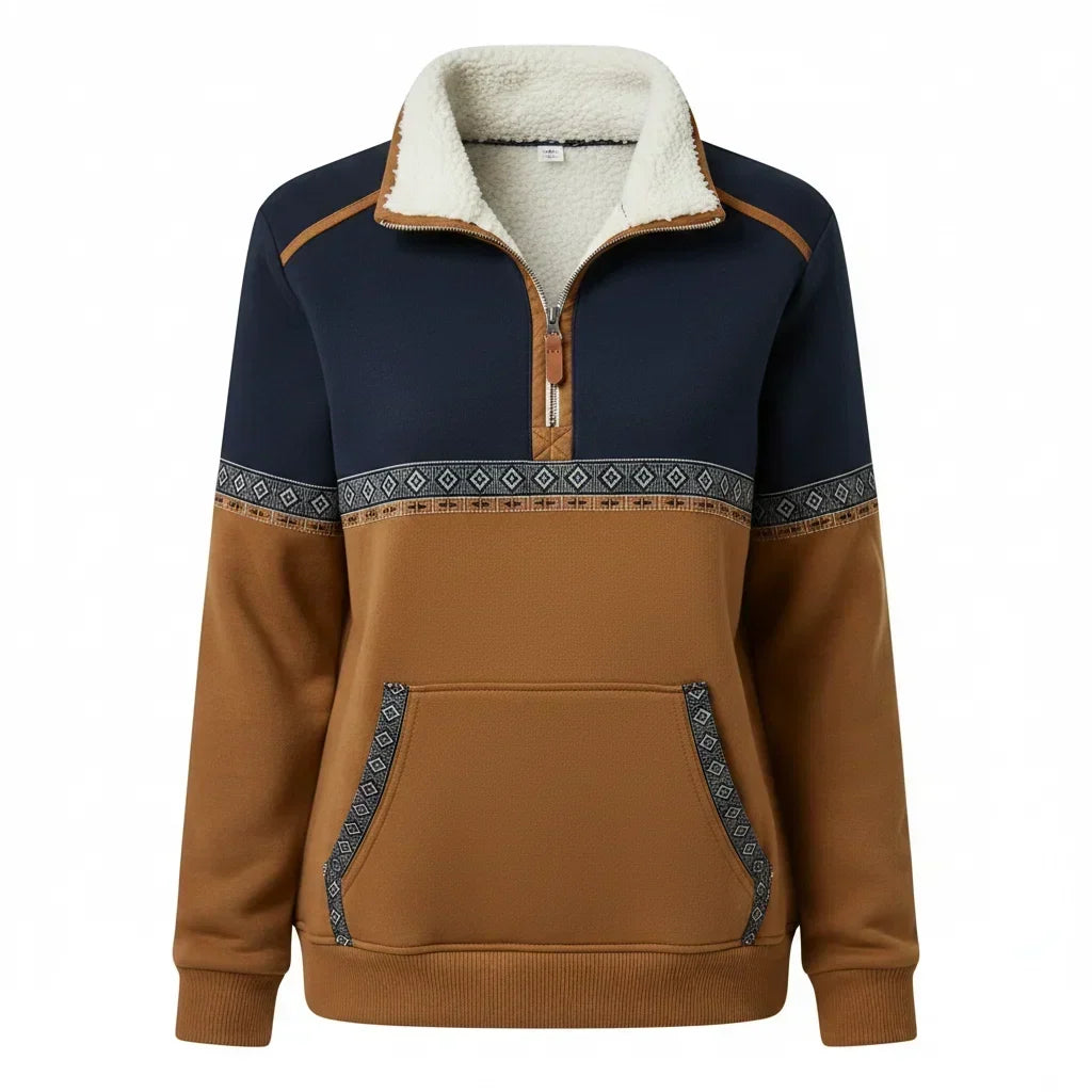 Damska Bluza z Kołnierzem Sherpa i Zamkiem - 4