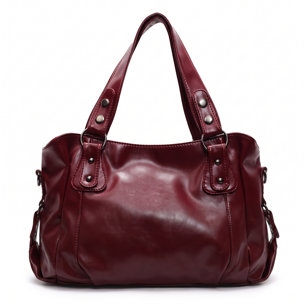 Damska Torba Hobo z Regulowanym Paskiem - Bordowy