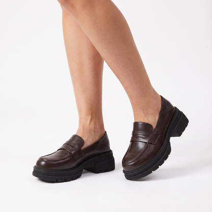 Damskie Loafersy na Grubej Podeszwie z Paskiem - 4