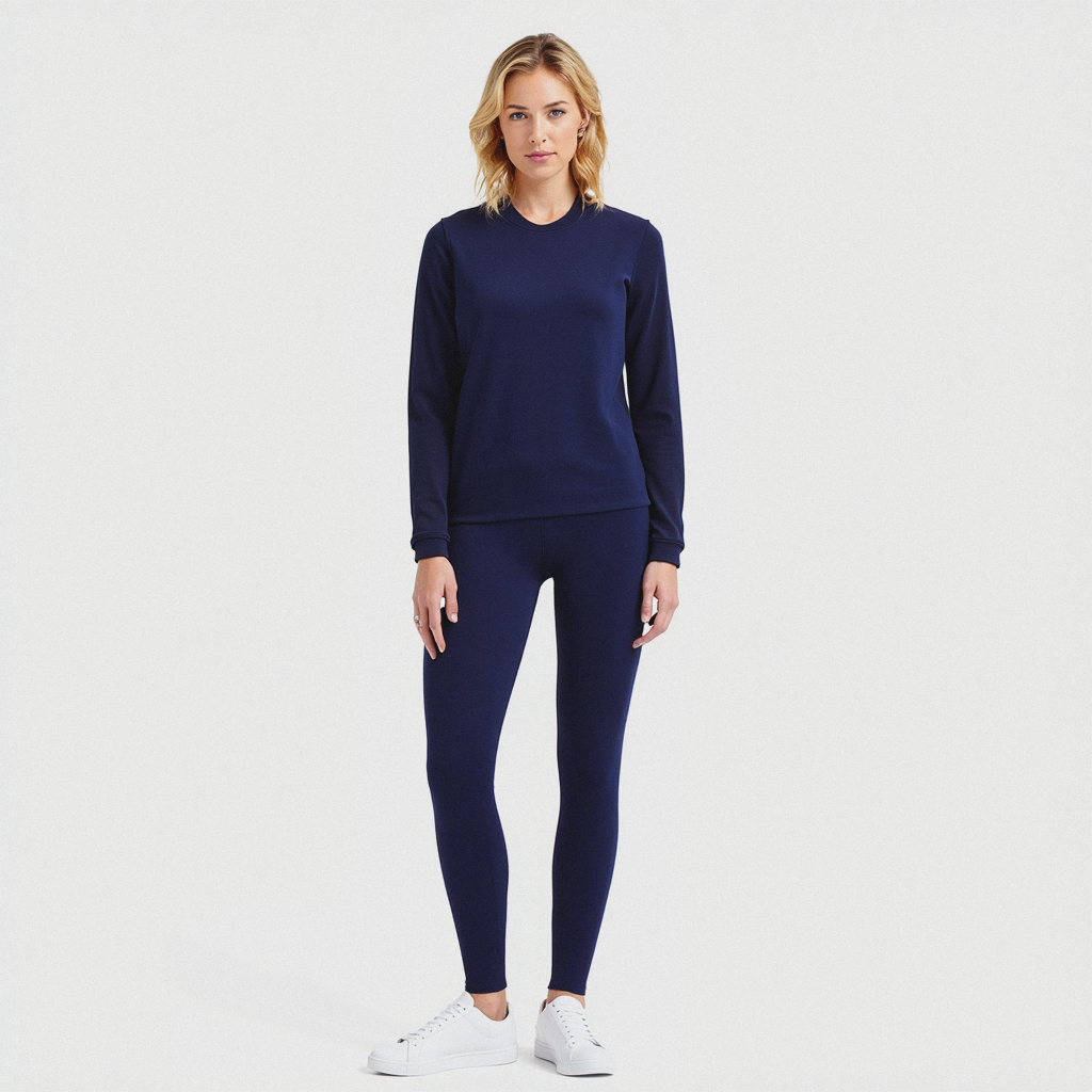Damskie Legginsy Termiczne Wysoki Stan - Granatowy