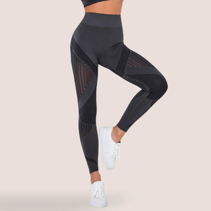 Damskie Legginsy Sportowe z Wysokim Stanem i Siatkowymi Wstawkami - 4