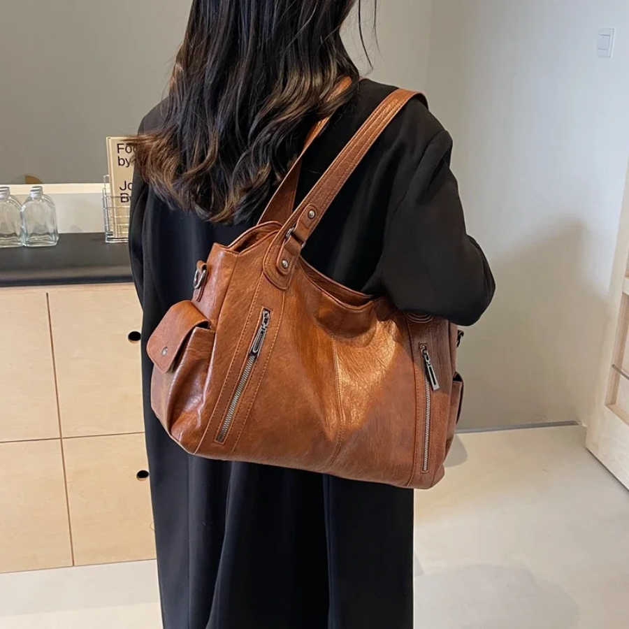 Damska Torba Shopper z Zamkiem i Kieszeniami - 4
