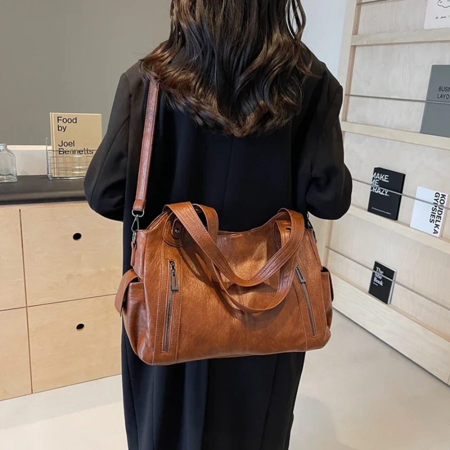 Damska Torba Shopper z Zamkiem i Kieszeniami - 5