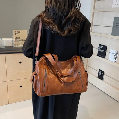 Damska Torba Shopper z Zamkiem i Kieszeniami - 5