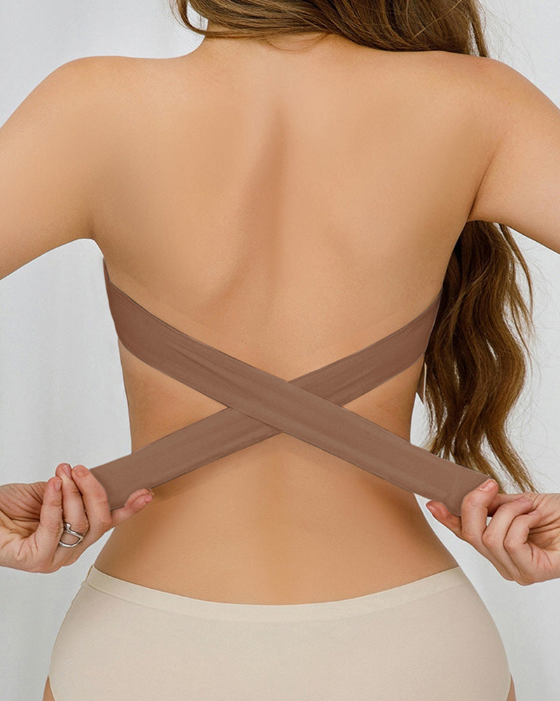 Bezszwowy Bralette Bandeau bez Ramiączek z Krzyżowanym Tyłem - 14