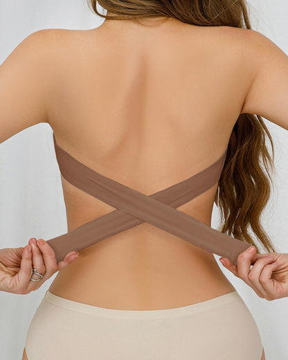 Bezszwowy Bralette Bandeau bez Ramiączek z Krzyżowanym Tyłem - 14