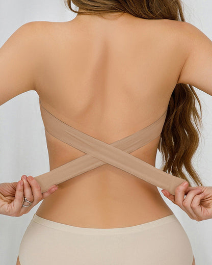 Bezszwowy Bralette Bandeau bez Ramiączek z Krzyżowanym Tyłem - 10