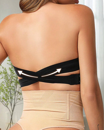 Bezszwowy Bralette Bandeau bez Ramiączek z Krzyżowanym Tyłem - 4