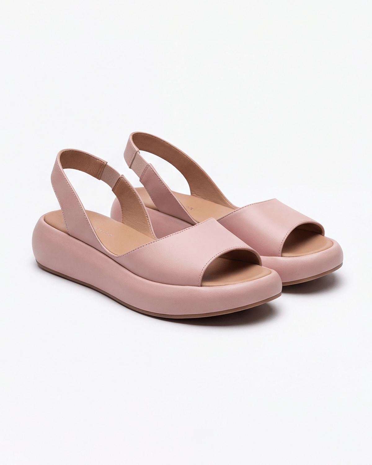 Damskie Sandały Slingback z Odkrytym Noskiem i Platformą - Różowy