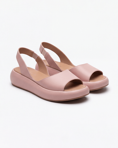 Damskie Sandały Slingback z Odkrytym Noskiem i Platformą - Różowy