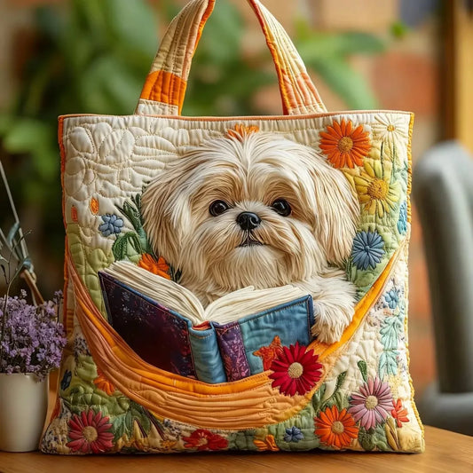 Damska Torba Shopper Pikowana z Nadrukiem Psa