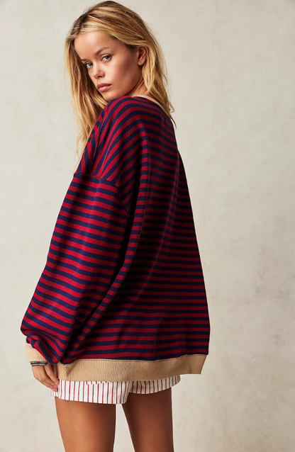 Damska Bluza Oversize z Okrągłym Dekoltem - 8