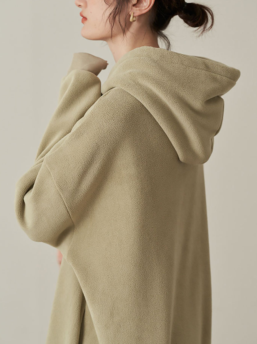 Damska Sukienka Bluza Oversize z Kapturem i Długimi Rękawami Raglan - 4