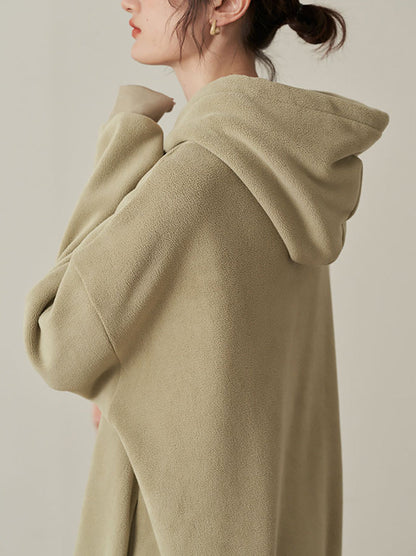 Damska Sukienka Bluza Oversize z Kapturem i Długimi Rękawami Raglan - 4