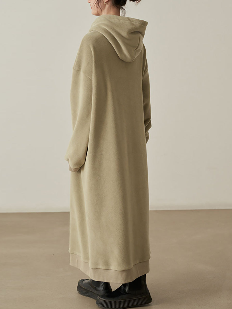 Damska Sukienka Bluza Oversize z Kapturem i Długimi Rękawami Raglan - 5