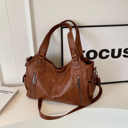 Damska Torba Shopper z Zamkiem i Kieszeniami - 6