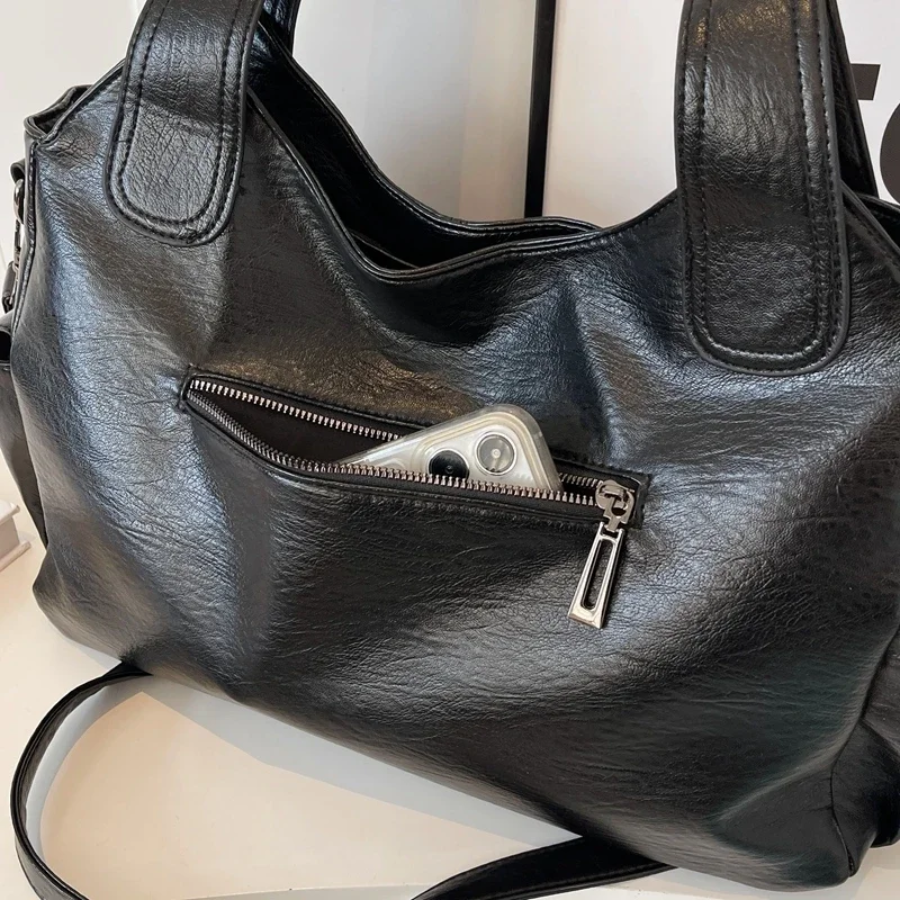 Damska Torba Shopper z Zamkiem i Kieszeniami - 9