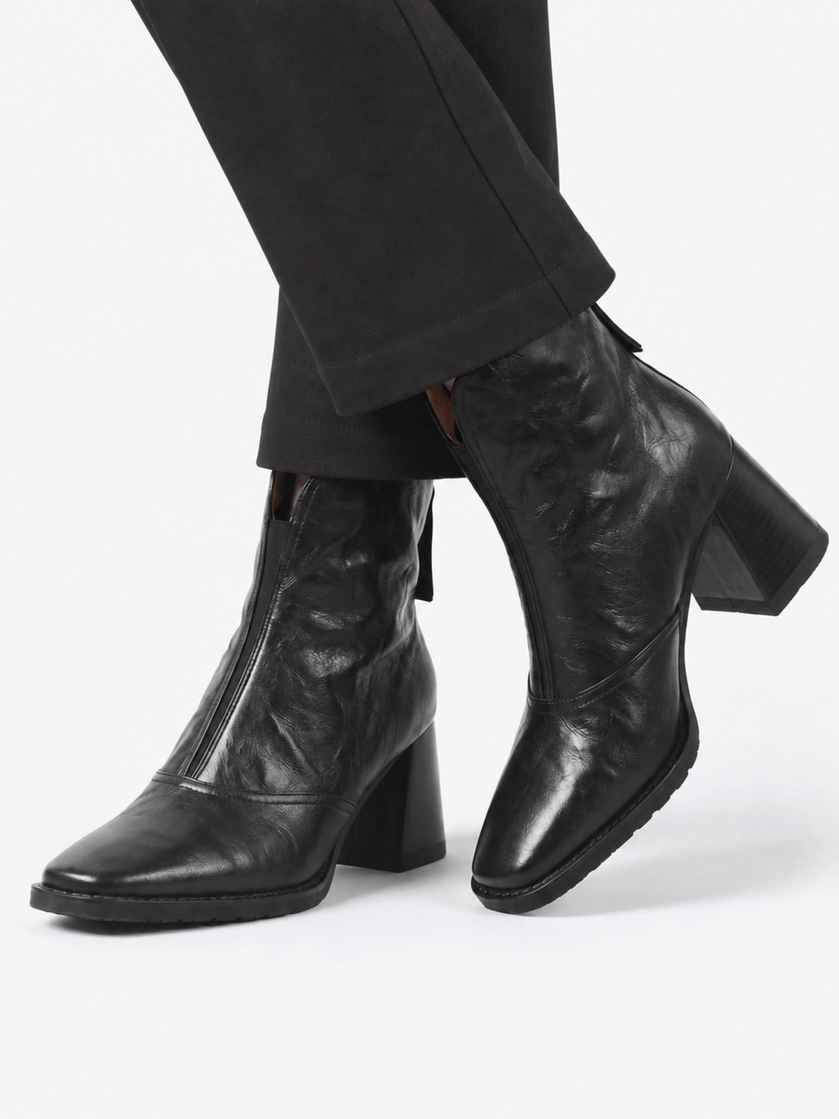 Damskie Botki Ankle na Słupku z Zamkiem - 5