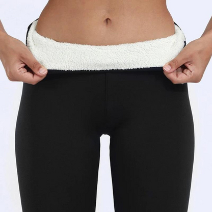 Damskie Legginsy Termiczne Wysoki Stan - Czarny