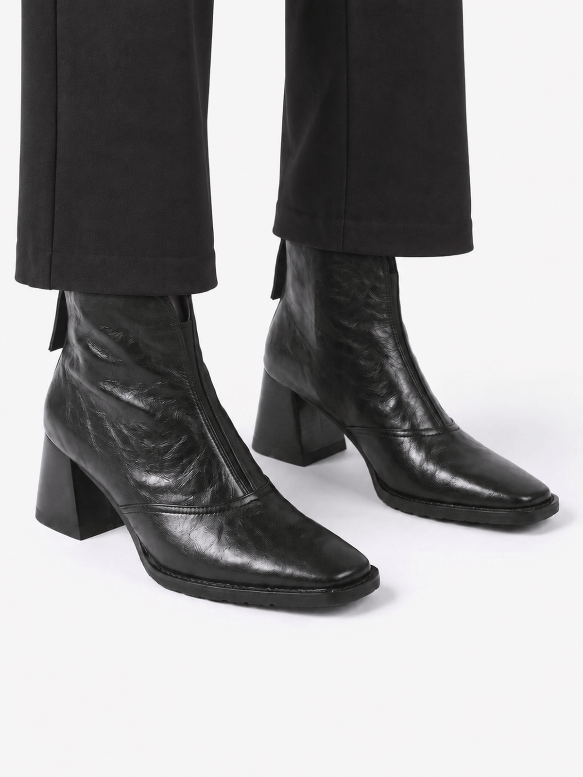 Damskie Botki Ankle na Słupku z Zamkiem - 6