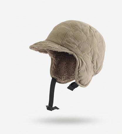 Damska Czapka Zimowa Pikowana z Nausznikami - Khaki