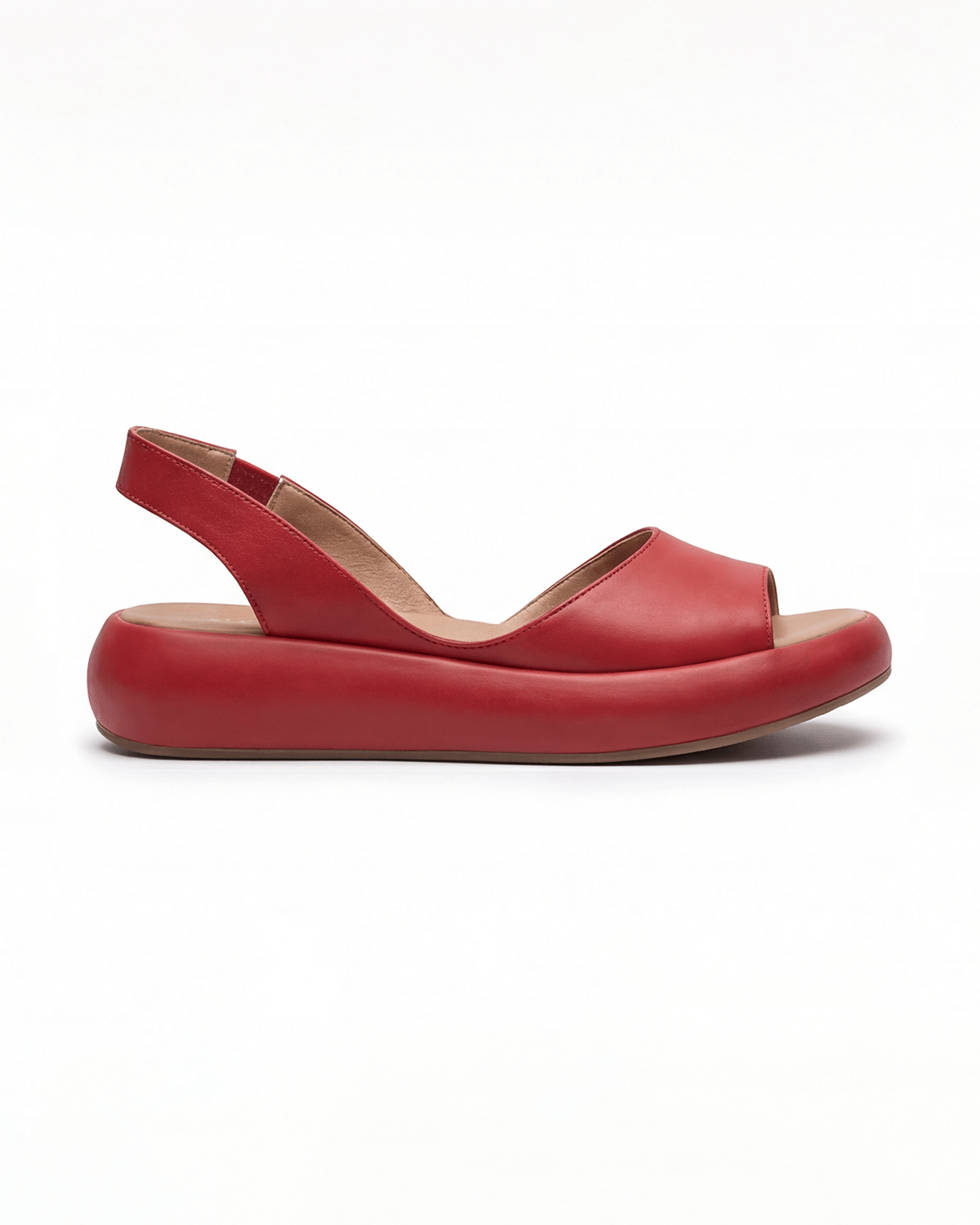 Damskie Sandały Slingback z Odkrytym Noskiem i Platformą - Czerwony