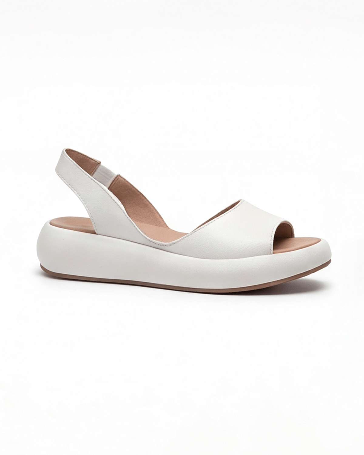 Damskie Sandały Slingback z Odkrytym Noskiem i Platformą - Biały
