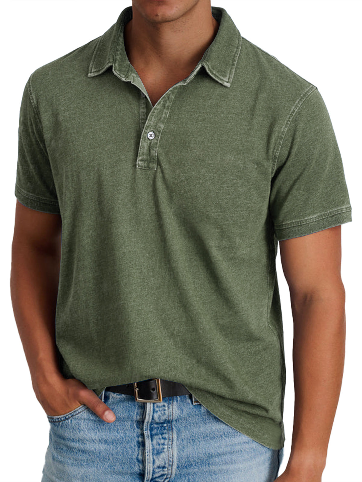 Damska Koszulka Polo z Kołnierzykiem - Army Green