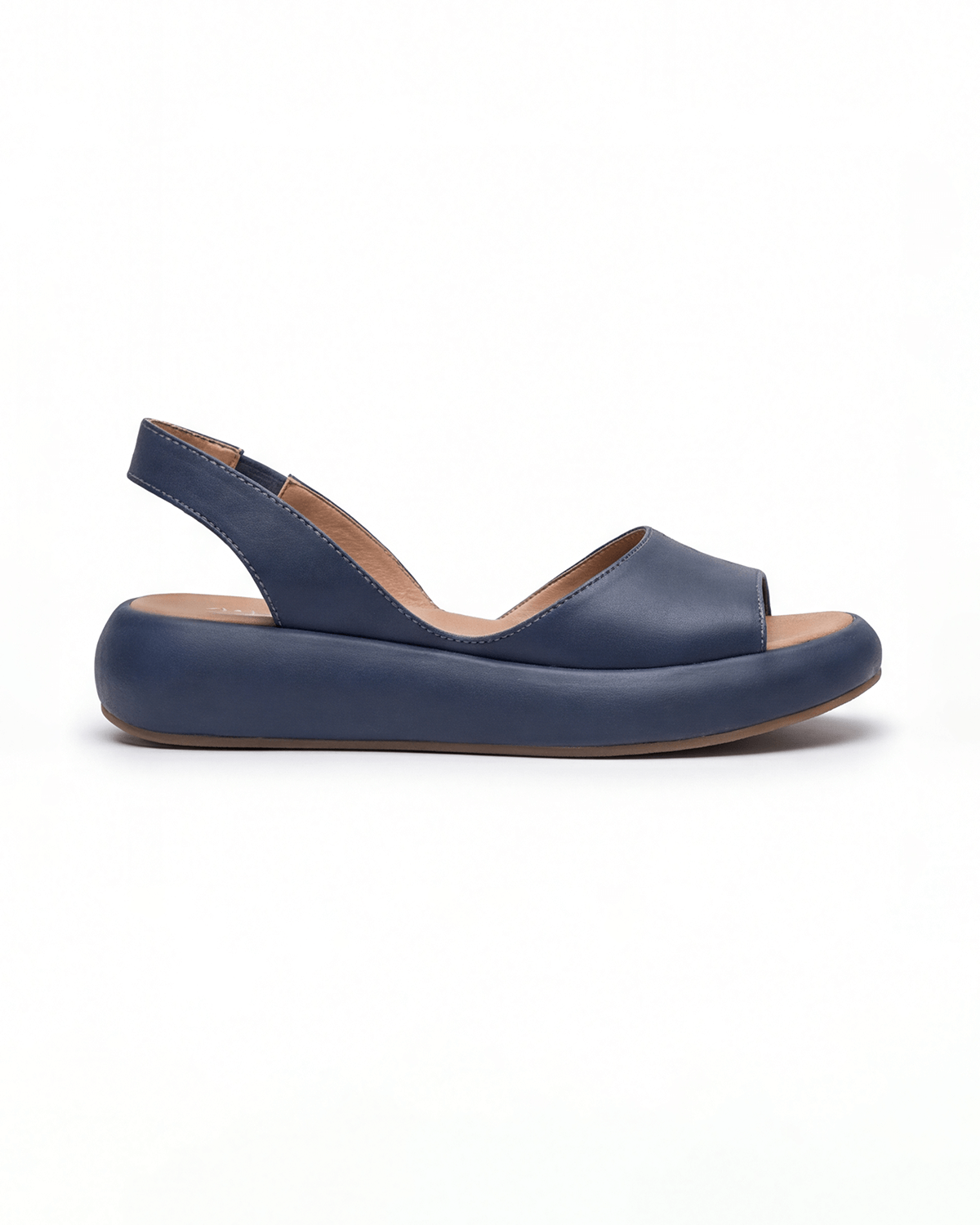 Damskie Sandały Slingback z Odkrytym Noskiem i Platformą - Niebieski