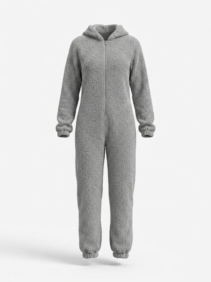 Damska Piżama Kigurumi z Kapturem i Zamkiem - Szary