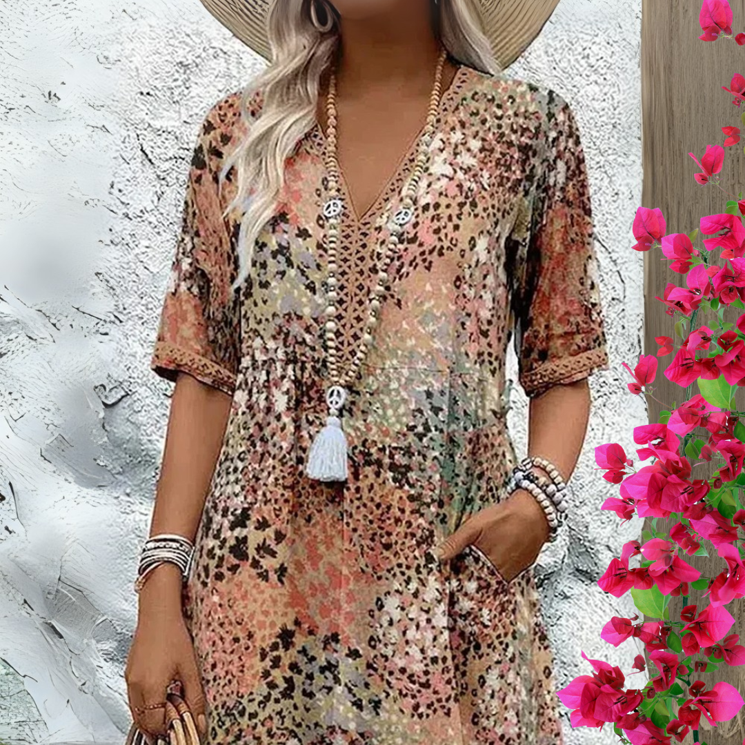 Damska Sukienka Boho z Dekoltem w Serek - 3