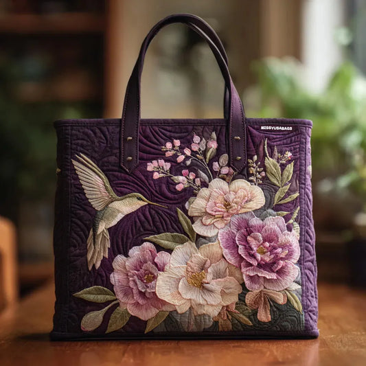 Damska Torba Shopper Pikowana z Kolibrami