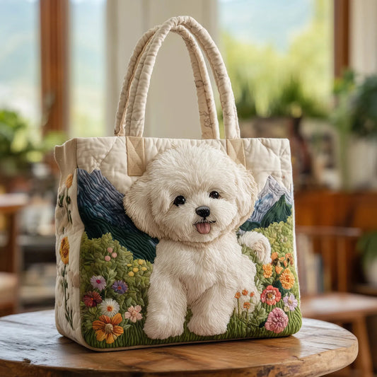 Damska Torba Shopper z Pikowanym Wzorem i Haftem