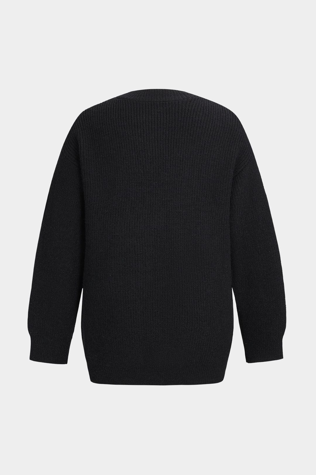 Damski Kardigan Oversize z Kieszeniami Jeansowymi - 2