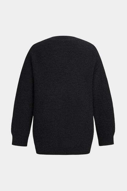 Damski Kardigan Oversize z Kieszeniami Jeansowymi - 2
