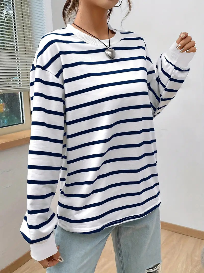 Damska Bluza Oversize w Paski - 5