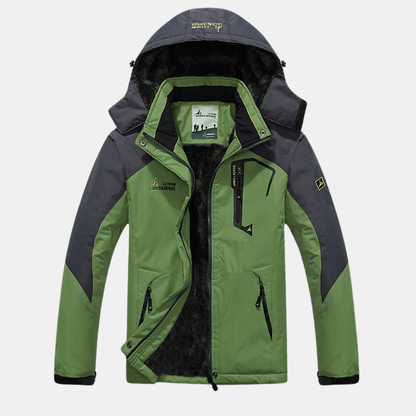 Damska Kurtka Ocieplana Polarem z Kapturem na Zamek - Trawiasta Zieleń