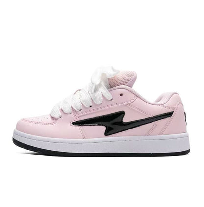 Damskie Sneakersy na Platformie z Wiązaniem - Różowy