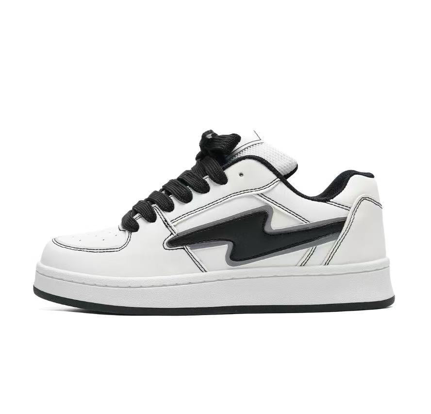 Damskie Sneakersy na Platformie z Wiązaniem - Biało-czarny