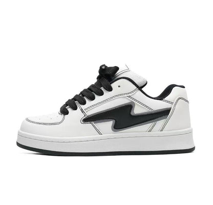 Damskie Sneakersy na Platformie z Wiązaniem - Biało-czarny