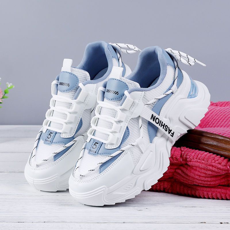 Damskie Sneakersy Chunky z Siatką i Grubą Podeszwą - Jasnoniebieski