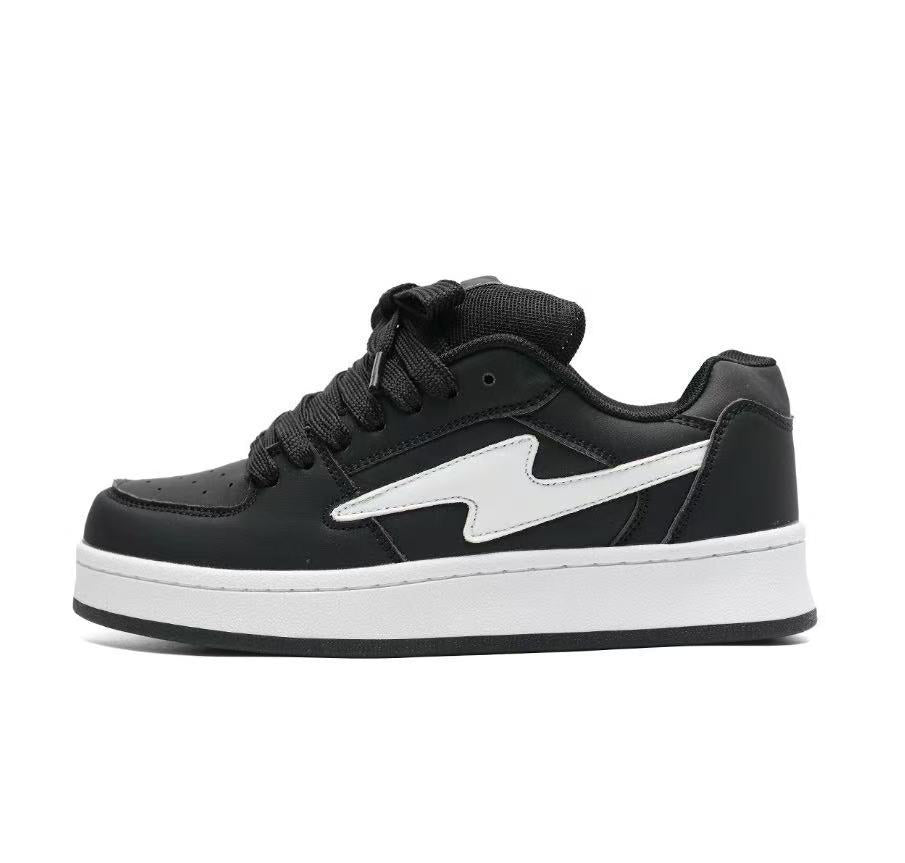 Damskie Sneakersy na Platformie z Wiązaniem - Czarny