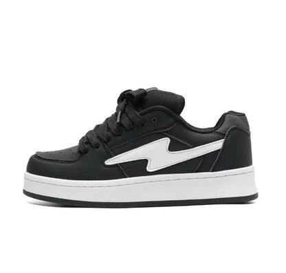 Damskie Sneakersy na Platformie z Wiązaniem - Czarny