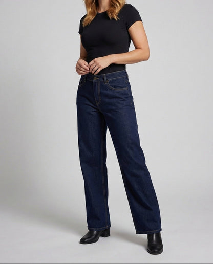 Damskie Jeansy Wide Leg z Wysokim Stanem - 8