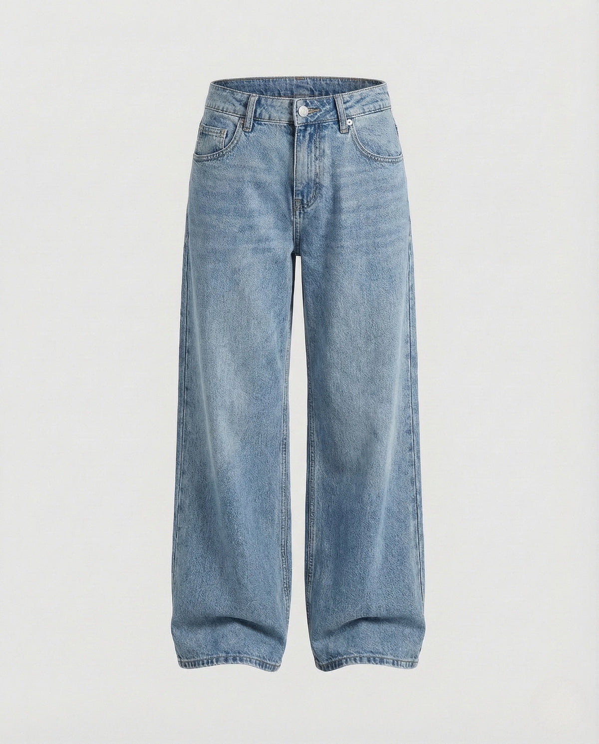 Damskie Jeansy Wide Leg z Wysokim Stanem - Niebieski