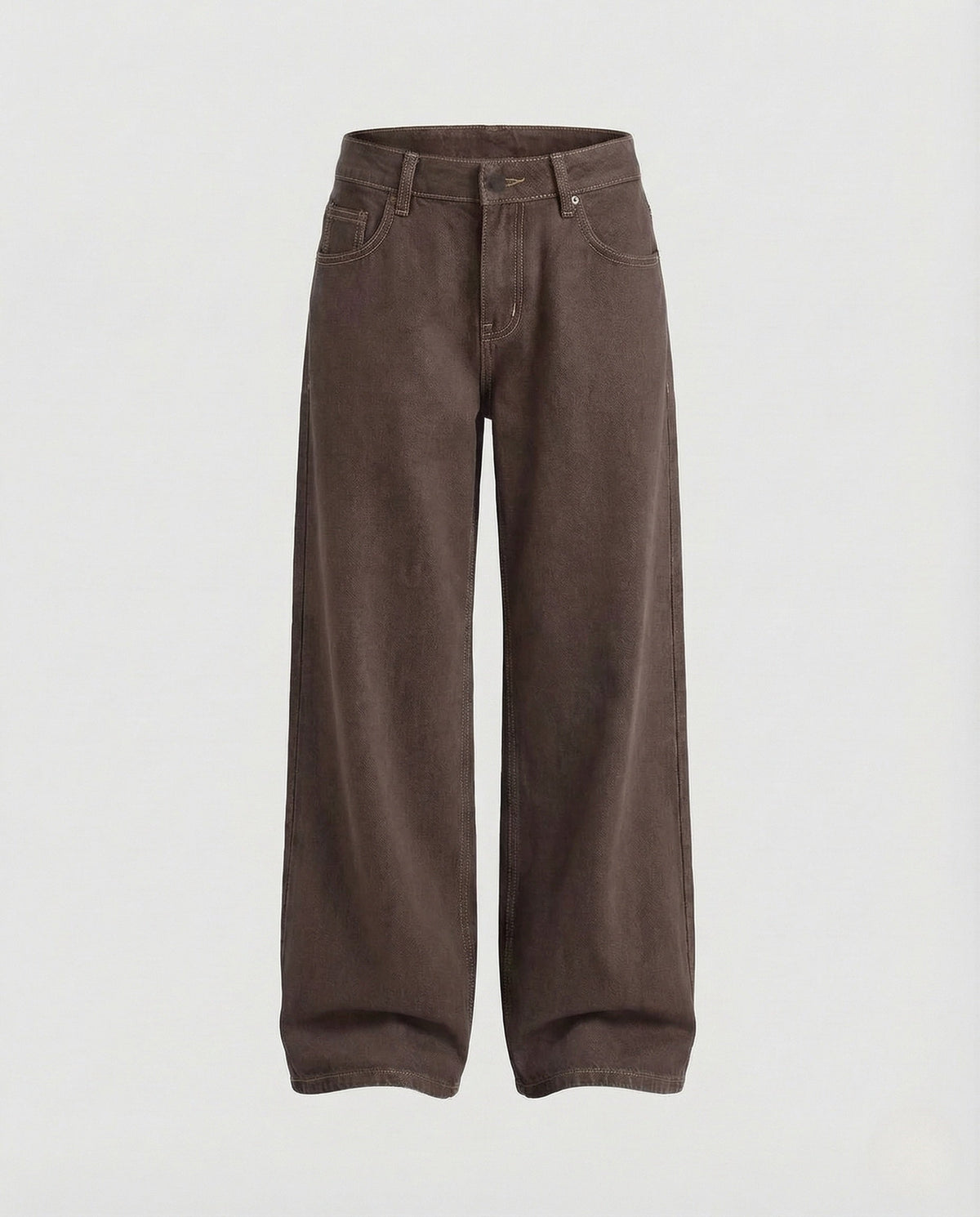 Damskie Jeansy Wide Leg z Wysokim Stanem - Brązowy