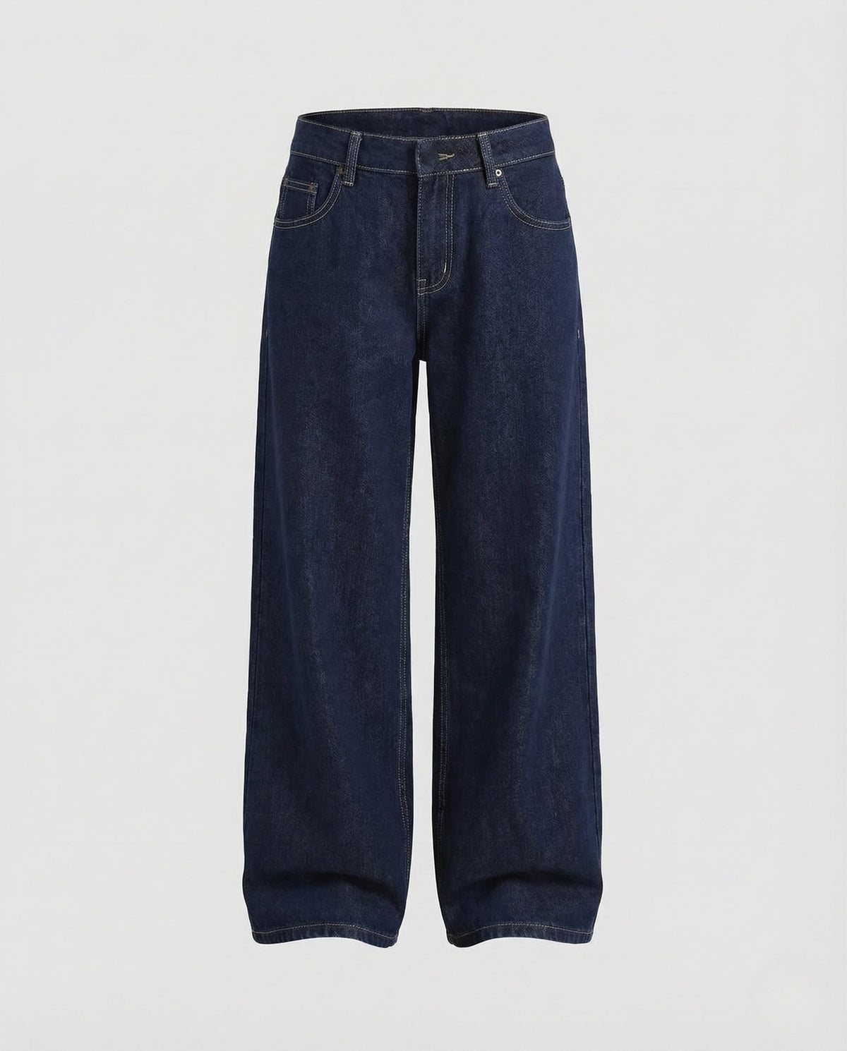 Damskie Jeansy Wide Leg z Wysokim Stanem - Ciemnoniebieski