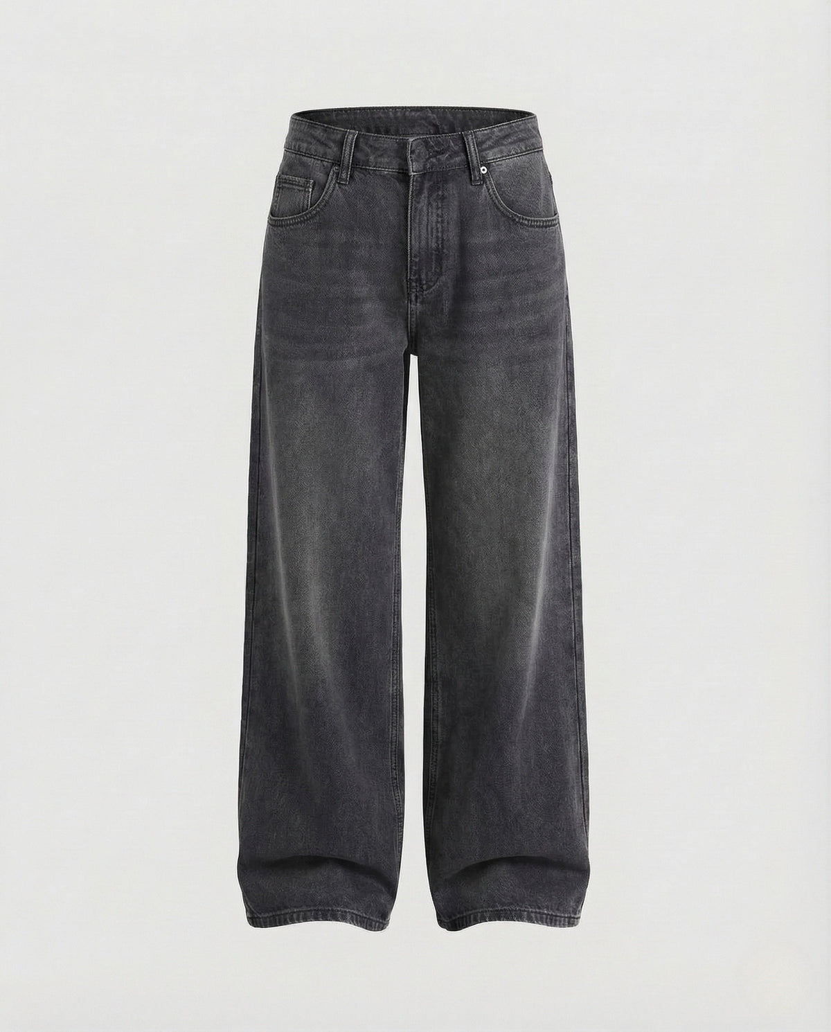 Damskie Jeansy Wide Leg z Wysokim Stanem - Ciemnoszary