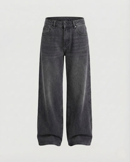 Damskie Jeansy Wide Leg z Wysokim Stanem - Ciemnoszary