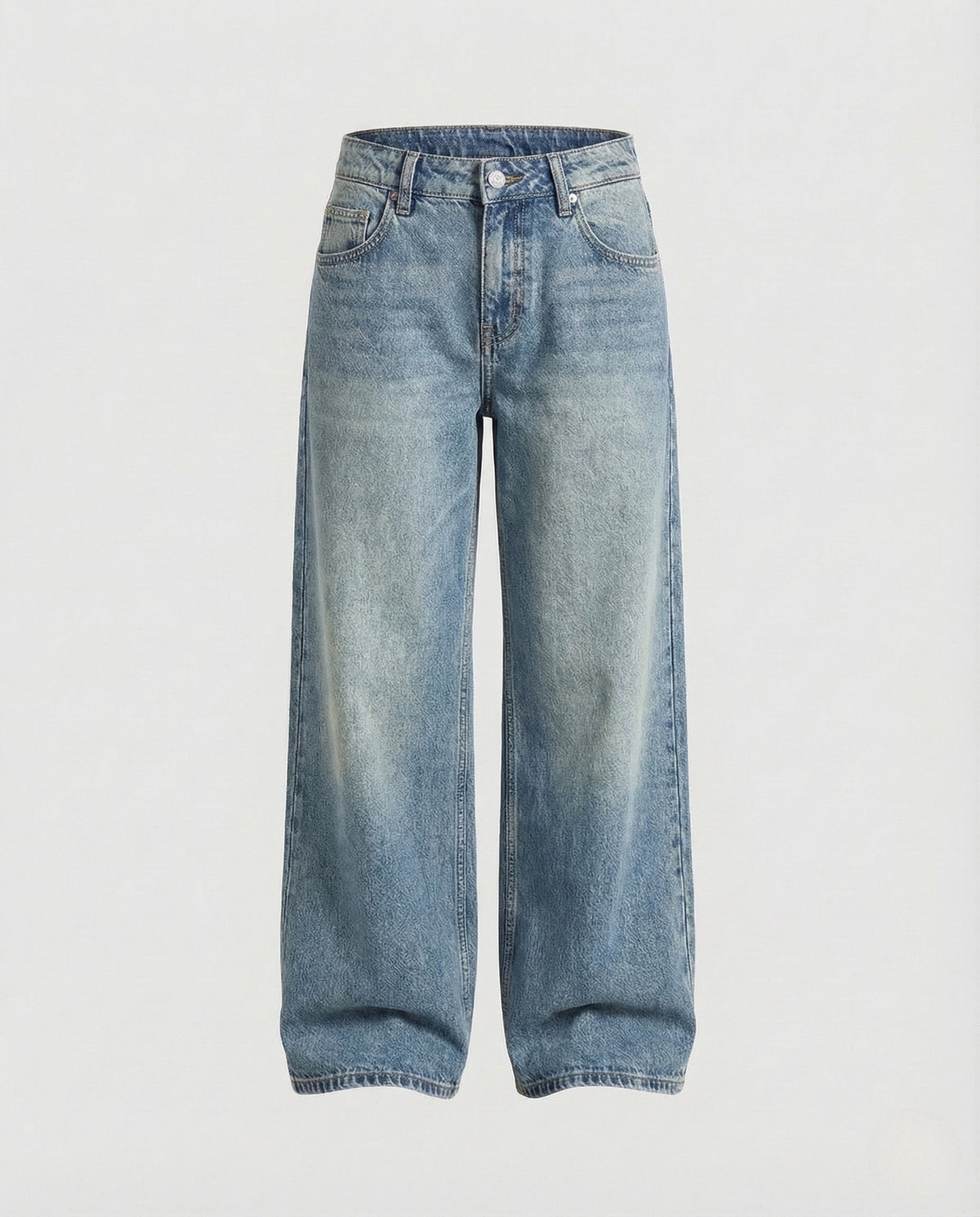Damskie Jeansy Wide Leg z Wysokim Stanem - Jasnoniebieski